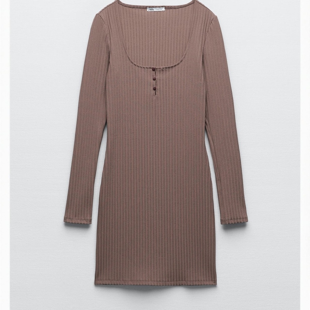 Zara Ribbed Dress with buttons